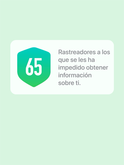 Se muestra una insignia que detalla el número de rastreadores a los que se ha impedido obtener información sobre ti.