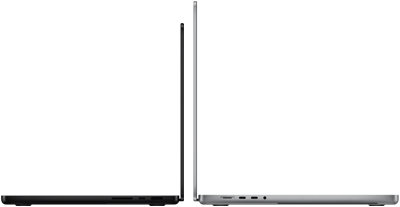MacBook Pro od 14 inča i 16 inča postavljeni leđa uz leđa, prikazuju razliku u veličini i naglašavaju tanki profil