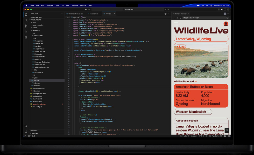 App programozása a Visual Studio Code használatával egy MacBook Pro kijelzőjén