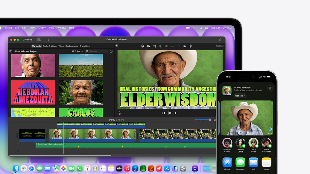 Showing Phone app on MacBook Neo with various contacts and a list of recent calls, one highlighted call shows information on the associated contact