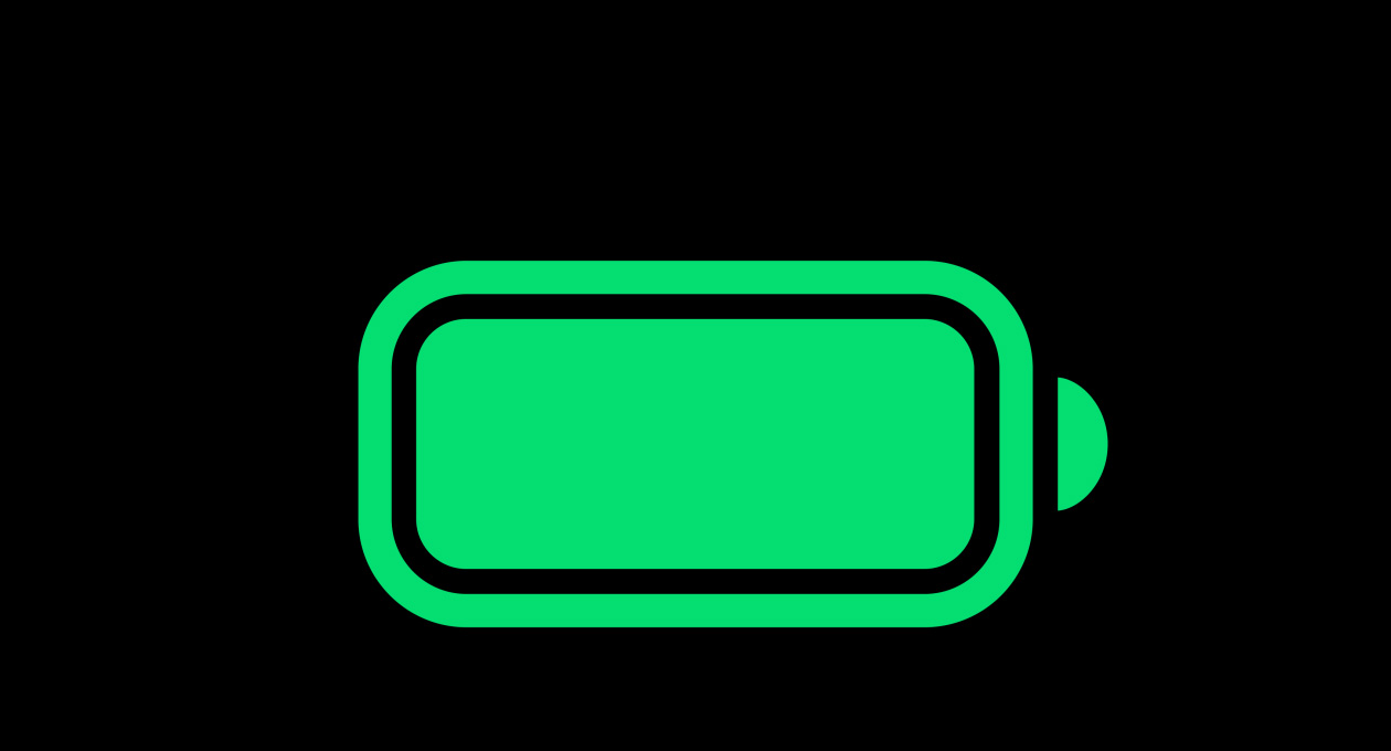 Et fulladet batterisymbol.