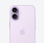 iPhone 17, fra baksiden, i fargen lavendel, Dual Fusion-kamerasystem øverst til venstre