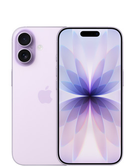 iPhone 17, exterior spate, culoare Lavandă, sistem dual de camere Fusion în partea stângă sus, logo Apple centrat, exterior față, culoare Lavandă, Dynamic Island centrat în partea de sus